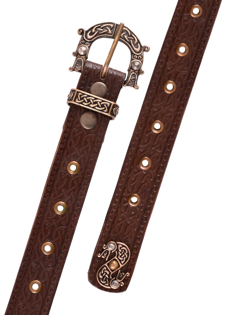 foto Leather belt with buckle and imprint in celtic design